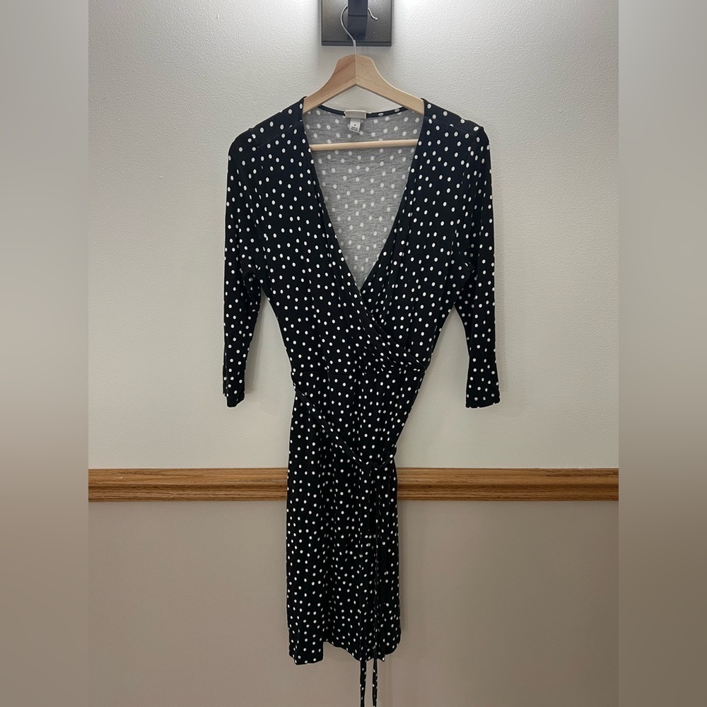 Target A New Day Black White Faux Wrap Midi Dress size small